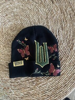 Wicked Women's Spellbinding Cuffed Embroidered Beanie Hat Butterflies Floral